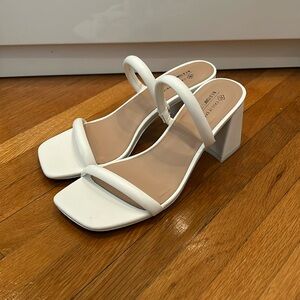 White block heel sandals